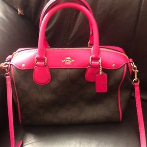 Coach Pink and Brown Shoulder Bag